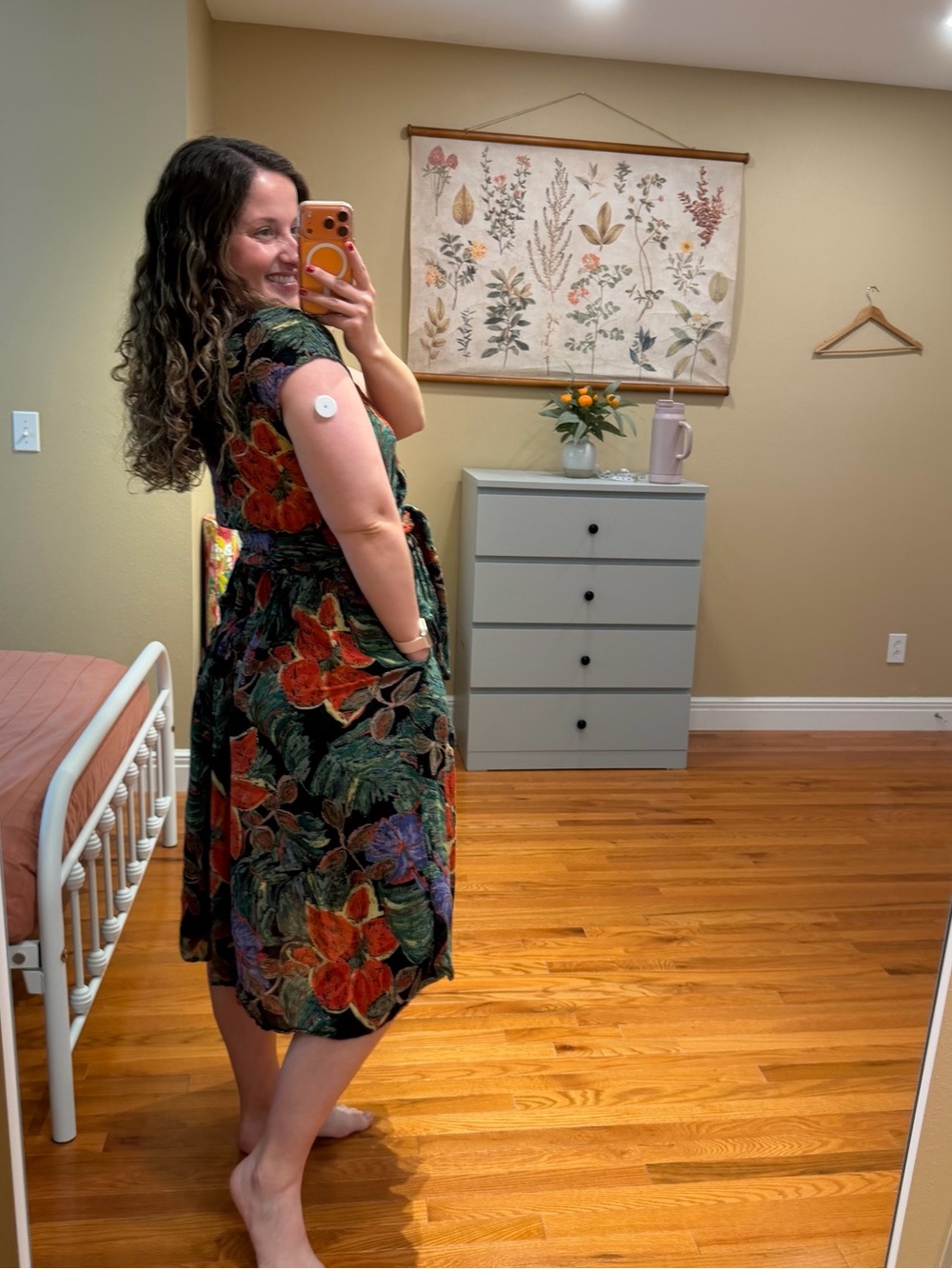 Vintage Together! Floral Wrap Midi Dress in Green, Red, Purple Fruit Small - Picture 3 of 12